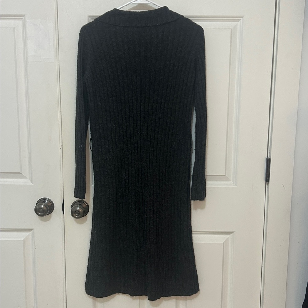 Blue Asphalt Knit Ribbed Long Sleeve Sweater Dress size medium grey button down - Picture 4 of 6